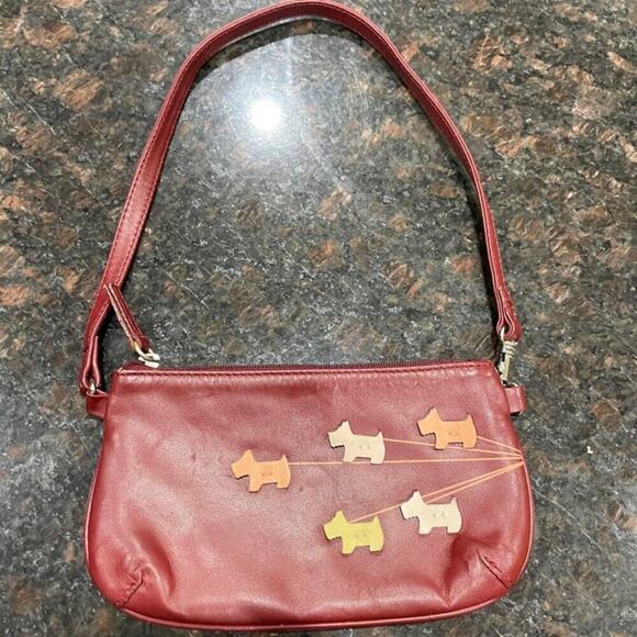 RADLEY LONDON MINI BAG LEATHER BURGUNDY SCOTTISH DOGS LIMITED EDITION KAWAII - Picture 4 of 16